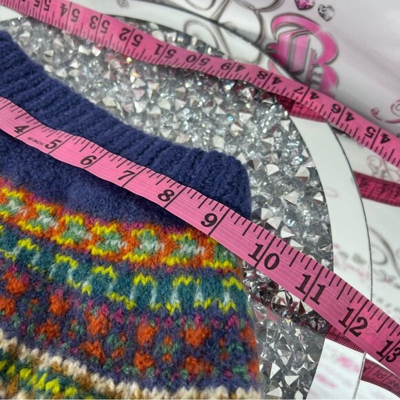 Skirt thick knitted Knit Aztec stripes boho warm winter crochet yarn - Picture 5 of 6